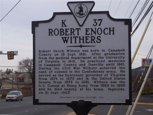 Wytheville - Robert Enoch Withers Historical Marker
Photo by Shawn Dunford.  Courtesy of David Arnold [email]david.arnold@adelphia.net[/email]
