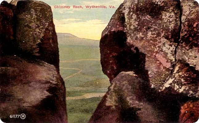 Wytheville - Chimney Rock
This is a circa 1910 postcard showing a closeup of the Chimney Rock.
