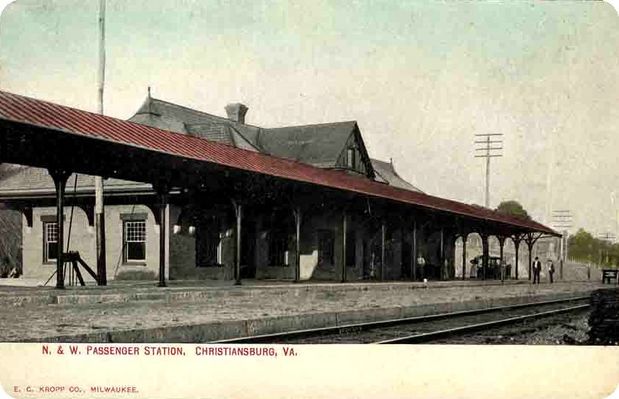 christiansburgdepot1910.jpg
This 1910 postcard shows the Norfolk and Western Depot at Christiansburg (Cambria) at that time.
