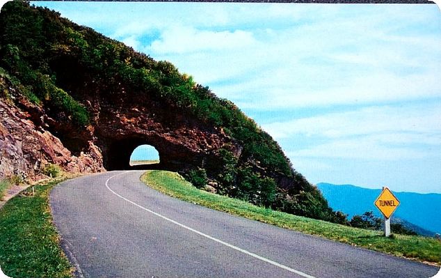 Buncombe County - Craggy Gardens Tunnel
This postcard shows the tunnel on the Blue Ridge Parkway at Craggy Gardens.
