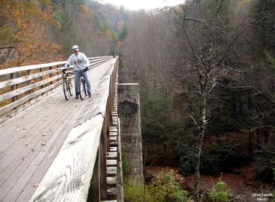 Green Cove - Creek Junction Trestle
MYRL DUNHAM  /  CREEK JUNCTION TRESTLE  /  CREEPER TRAIL BETWEEN GREEN COVE AND TAYLOR'S VALLEY, VA.  Courtesy of Don Smith [email]dsmith1043@comcast.net[/email]

