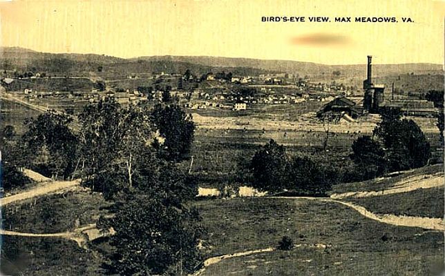 Max Meadows - General View
This is a circa 1910 postcard showing a general view of Max Meadows.
