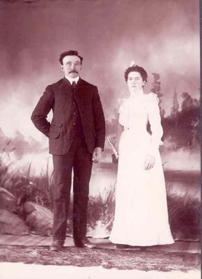 Osborn Wedding
This is a picture of when Rush Floyd "Colonel" Osborn and Virginia Irene Strange Osborn was married at his brother Hoyt Osborn's grove of trees in Madison Co. NE on 4 Jul 1902. Rush Floyd homesteaded about 1897 12 miles north of Mullen, NE. They lived there all their lives. Courtesy of Donna (Collier) Dietrich [email]dietricd@fyi.net[/email]
