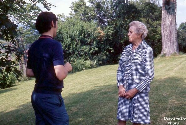 Stuart, Elsie and Roger A. Allison
ROGER A. ALLISON AND ELSIE STUART AT THE STUART HOME ON LAKE DRIVE / SALTVILLE, VA. / JUNE 1973.  Courtesy of Don Smith [email]dsmith1043@comcast.net[/email]

