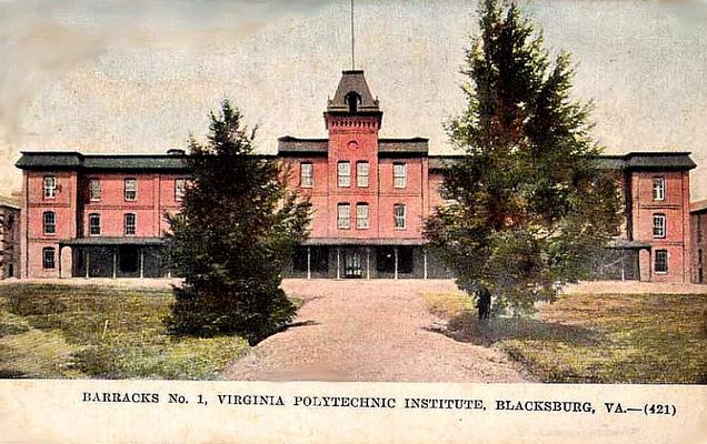 Blacksburg - Virginia Tech Barracks No. 1
This postcard was mailed in 1909.
