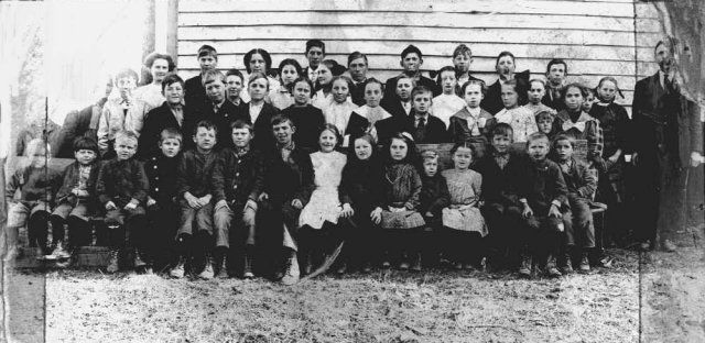 woodlawnschool1911.jpg
Woodlawn School Group. It was taken in 1911 of Forest Oak School in Woodlawn, VA. The teacher on the far right was Richard Farmer. My father, Roscoe Maberry 8 yr. old was the boy in the 2nd row with part of his face missing; his brother, Garland Maberry 7 yr. old is the second boy from him (in the same row); his brother Willie Mayberry 9 yr. is the face between the next two boys (in the same row); Anna Brown, who married Willie is in the front row, 6th from the right.  Courtesy of Rita Mayberry.


