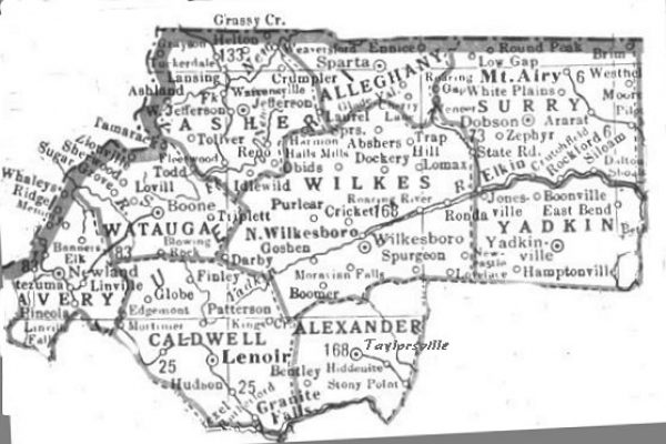 Northwest North Carolina Map, ca. 1920